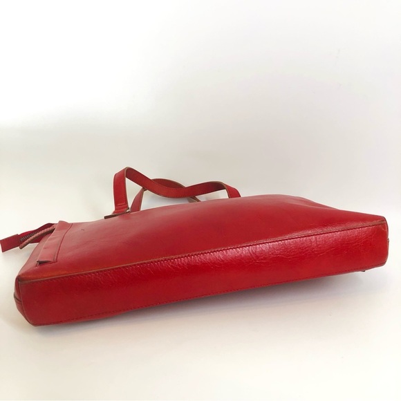 Club Monaco Red Leather Portfolio Tote - Picture 4 of 15